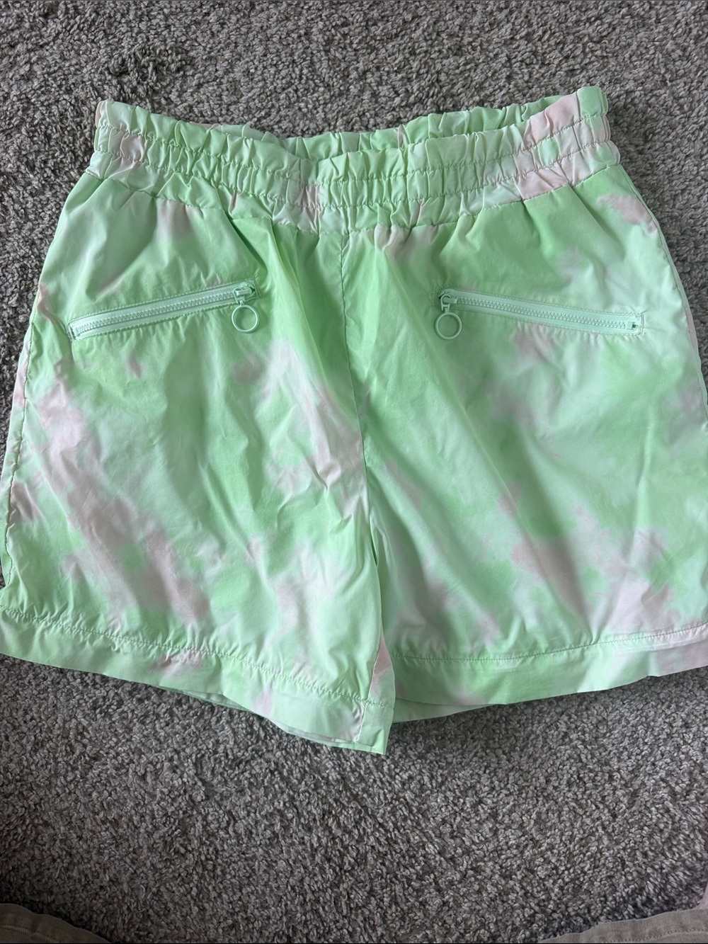 Fabletics Mint Green Tie-Dye Elastic Waist Athletic Shorts
